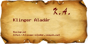 Klinger Aladár névjegykártya